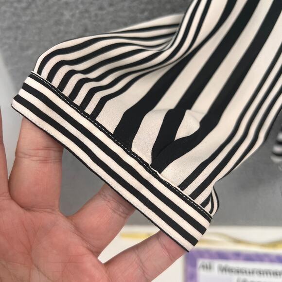 Talbots Women's Top Blouse 2XP Black White Chevron Stripe Long Sleeve Career - Picture 6 of 11